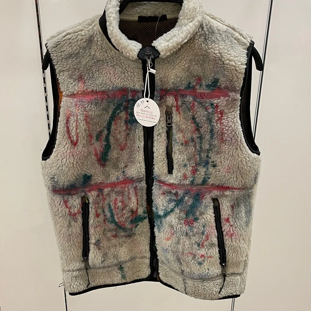 Talk is Sheep Upcycled Fleece Vest with Artistic Design